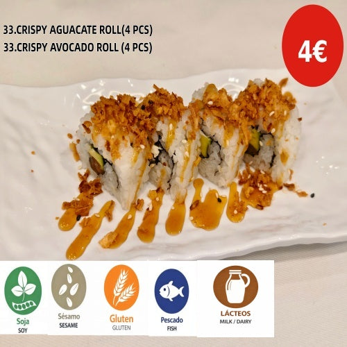 33.CRISPY AGUACATE ROLL (4 PCS)
