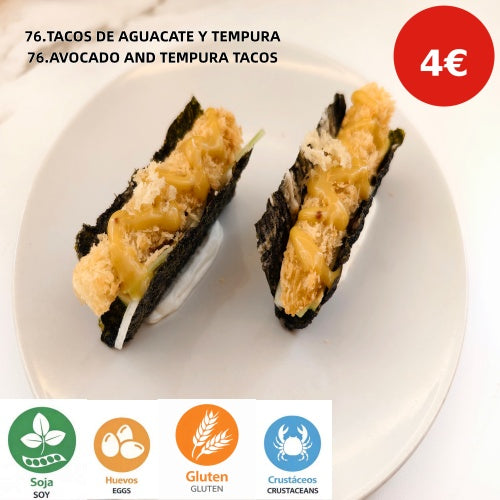 76.TACOS DE AGUACATE Y TEMPURA