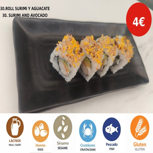 30.ROLL SURIMI Y AGUACATE