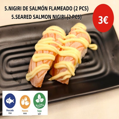 5.NIGIRI DE SALMÓN FLAMEADO (2 PCS)